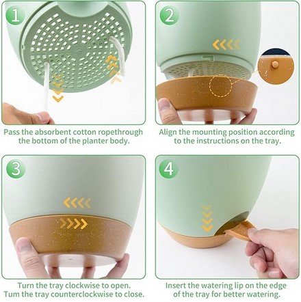 Mason Bee Clay Soil Kit | Self-Watering Pot, Water Reservoir, cotton wick and 8oz. Clay soil.