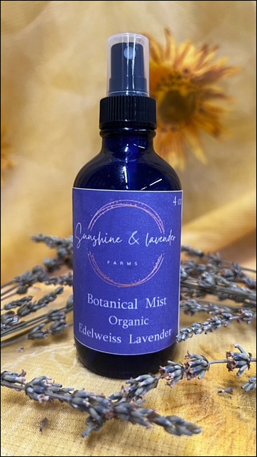 Sunshine & Lavender Edelweiss Lavender Botanicals Mist Spritz Refreshing | Calming | Soothing | 4oz | Spray Bottle
